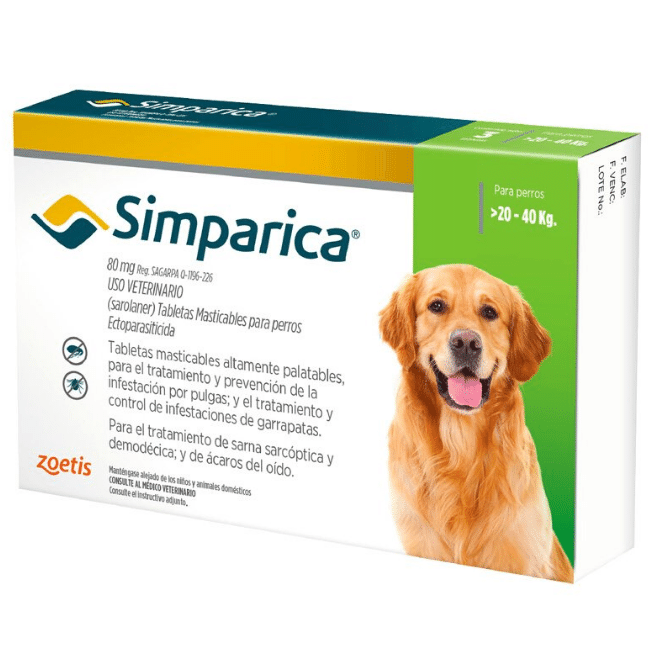 Antipulgas Simparica de 20,1 a 40 kg Perros 1 tab