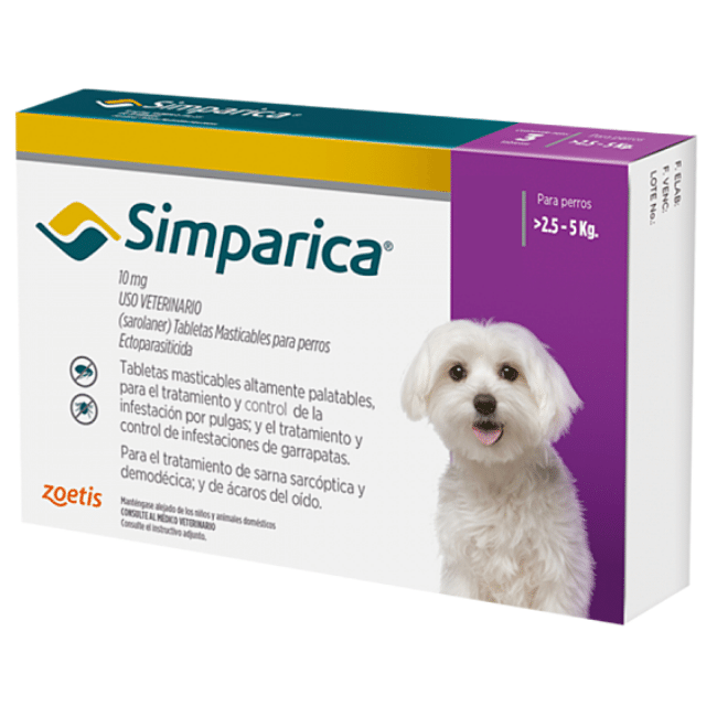 Antipulgas Simparica de 2,5 a 5 kg Perros 1 tab