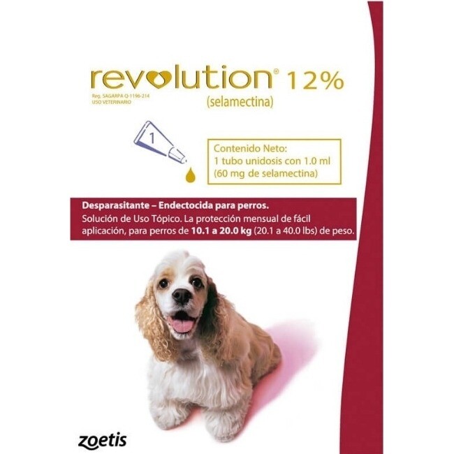 Antipulgas Revolution Rojo Para Perros de 10,1 a 20 kg
