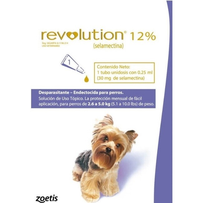 Antipulgas Revolution Lila Para Perros de 2,5 a 5 kg